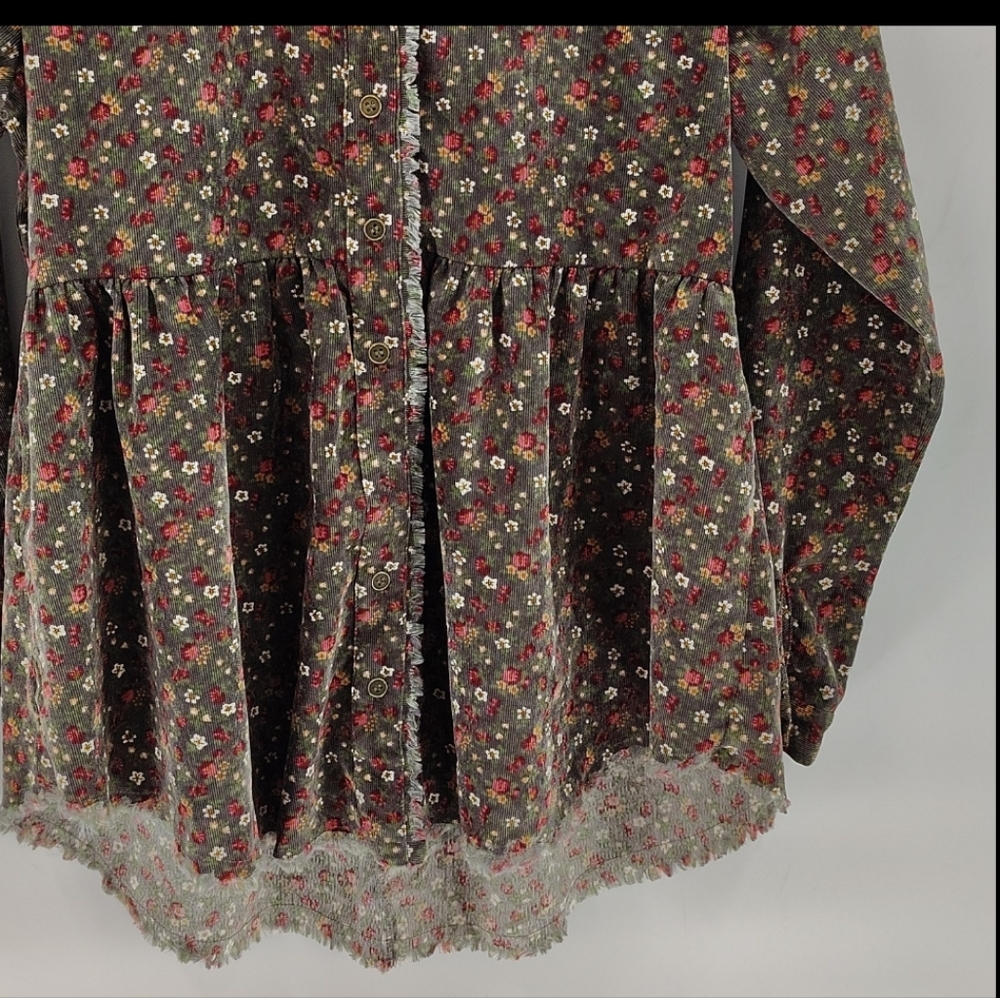 Umgee Button Down Gray Size Small Oversized Top C… - image 3